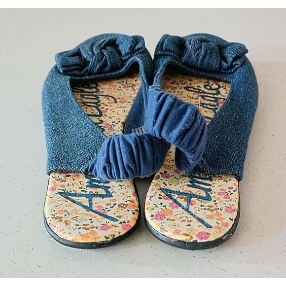 American Eagle Denim Ballet Flats Bow Slingback - Size 9.5 - Picture 3 of 8